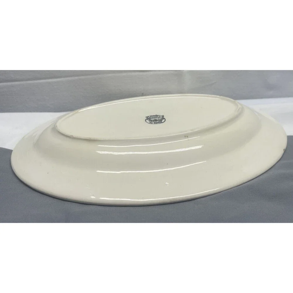 Large Vintage Oval Hand Painted Ceramic Porcelian Platter Dish Czech. Dinnerware